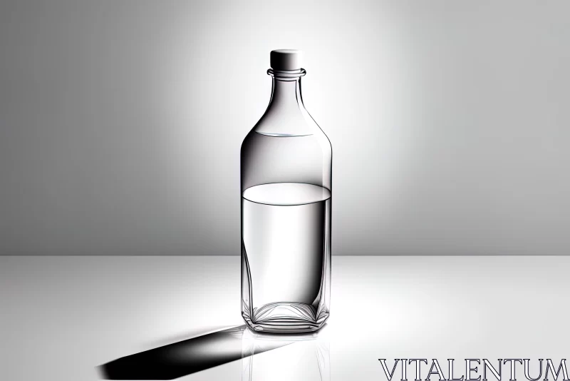 AI ART Realistic Still Life of Glass Water Bottle with Shadow
