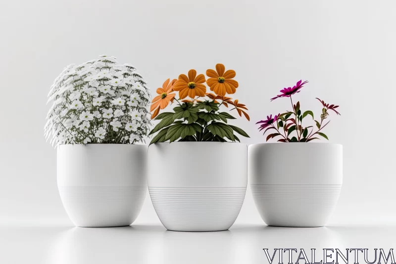 Minimalistic and Modern Ceramic Flower Pots AI Image