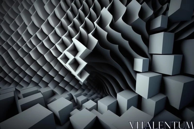 AI ART Abstract 3D Background with Cubes and Spirals