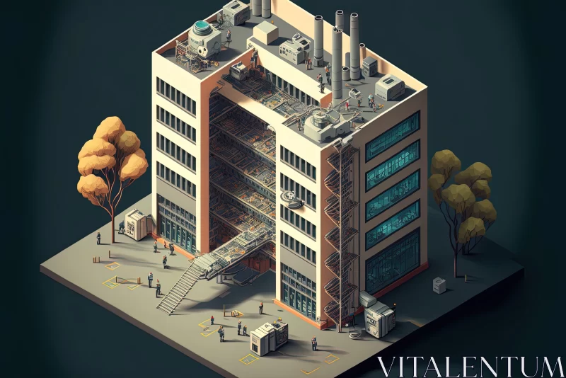 AI ART Isometric Industrial Cityscape: Geometry-Inspired Illustration