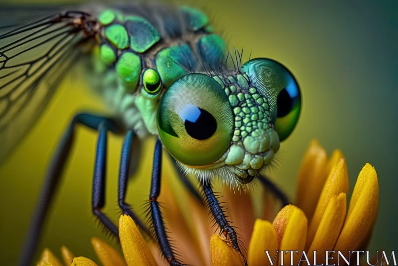 Emerald Eyed Dragonfly on Yellow Flower - A Nature's Masterpiece AI Image