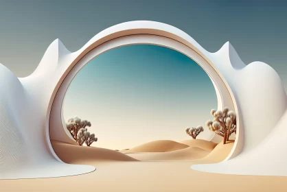 Surreal 3D Illustration of an Arch in the Australian Desert AI Image
