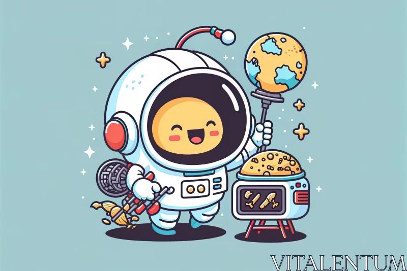 AI ART Cartoon Astronaut Adventure: Kawaii Art with a Celestial Twist