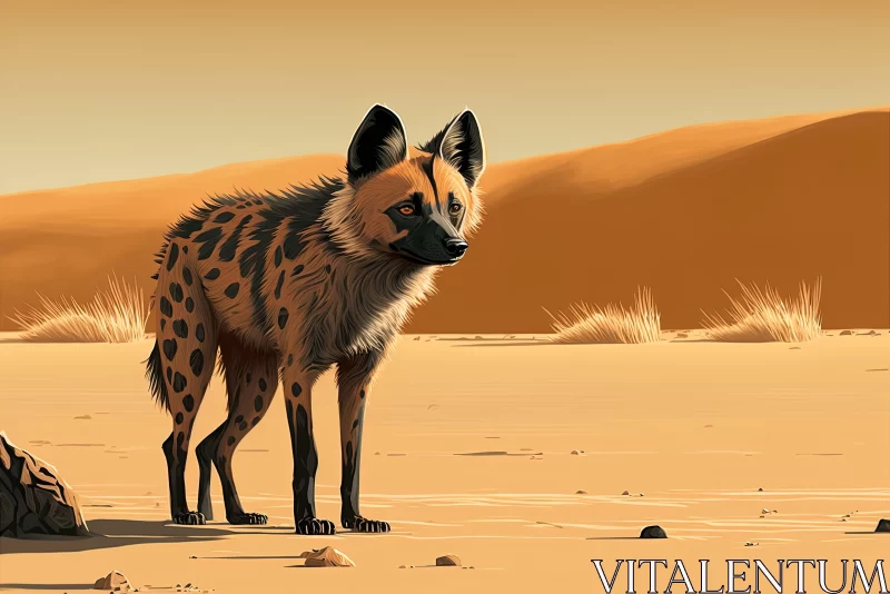 Digital Painting of Hyena in Desert - Bold and Detailed Artwork AI Image
