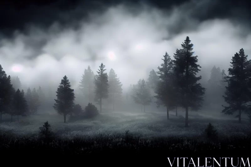 Dreamlike Foggy Forest - A Gothic Illustration AI Image
