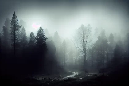 Mystical Dark Forest - A Surrealistic Fantasy Landscape