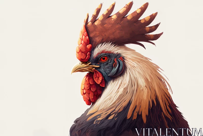 Stunning Detailed Rooster Illustration in Bronze Tones AI Image