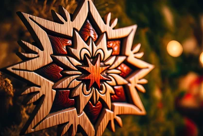 Intricate Wooden Snowflake Christmas Tree Ornament