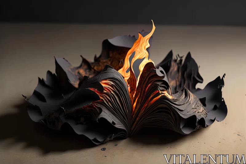 Burning Book: A Surreal Sculptural Narrative AI Image