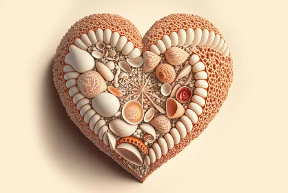 Heart of Seashells: 3D Art with Romantic Illustrations