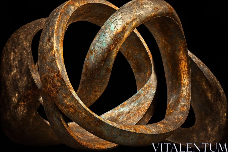 Abstract Metallic Rings: A Fusion of Celtic Art and Precisionism AI Image
