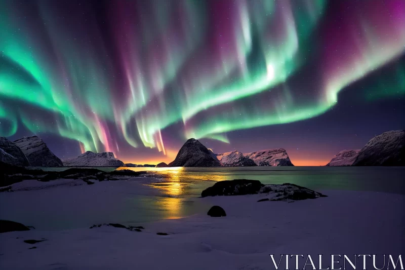 Aurora Borealis Over Sea - A Spectacle of Natural Beauty AI Image