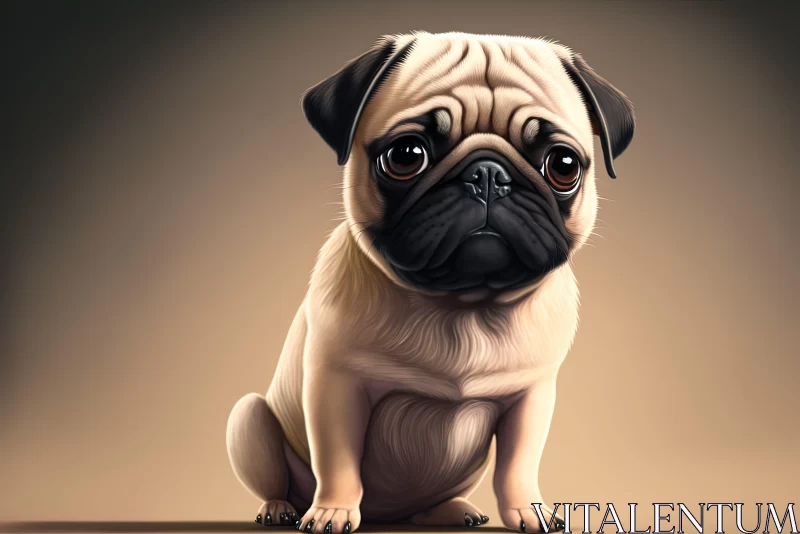 AI ART Cartoon-Style Pug Dog Portrait Illustration