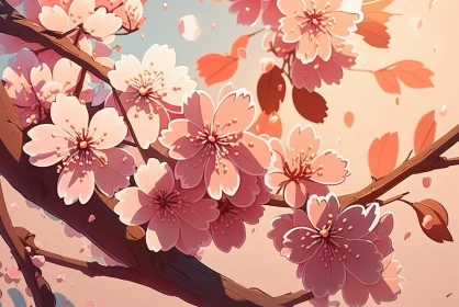 Anime Style Cherry Blossoms - A Cartoonish Spring Celebration