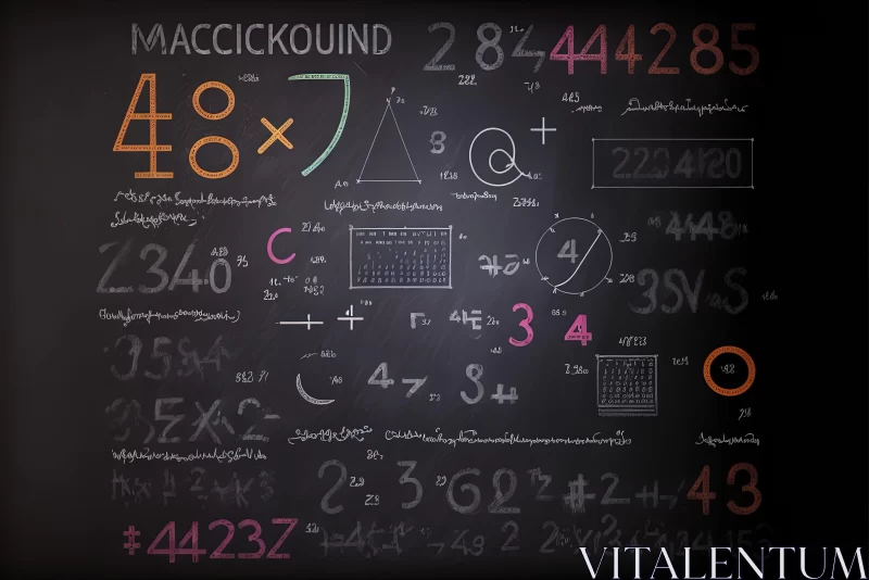 AI ART Memphis Design Blackboard with Mathematical Formulas