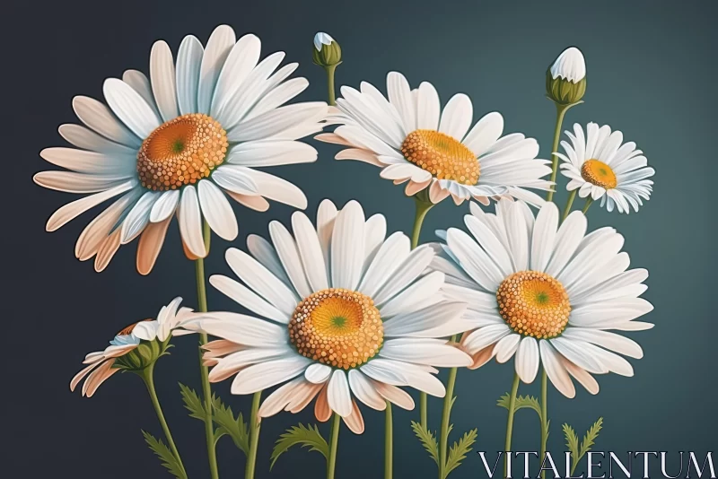 White Daisies and Lilies: A Blend of Floral Artistry AI Image