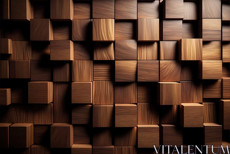 Abstract Wooden Cubes Wallpaper Design AI Image