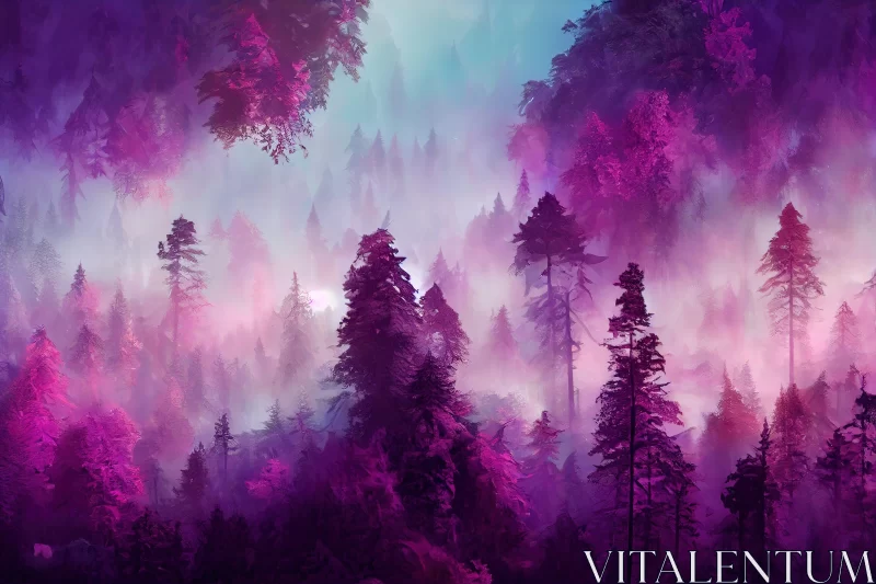 Ethereal Purple Forest: A Dreamlike Landscape AI Image