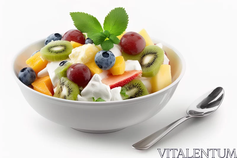 Fresh Fruit Salad in a Bowl - Photorealistic Rendering AI Image