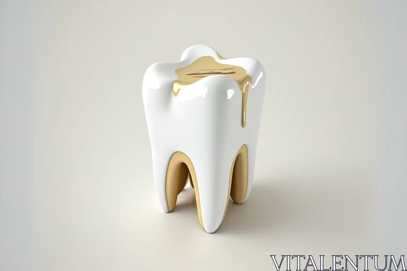 Golden Melting Tooth - A Photorealistic Artistic Representation AI Image