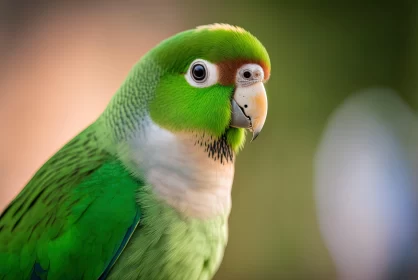 Green and White Parrot Portrait in Soft Lighting