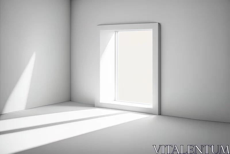 Minimalist 3D Rendered White Room with Sunlight AI Image