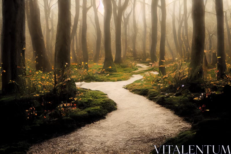 Whimsical Forest Pathway: A Romanticized British Landscape AI Image