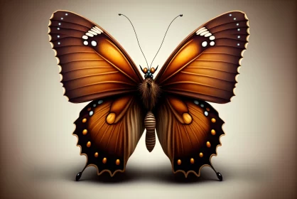 Brown Butterfly Illustration in Bold Chromaticity AI Image