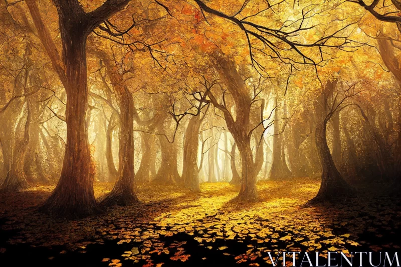 Enchanting Autumn Forest - A Blend of Fantasy and Realism AI Image