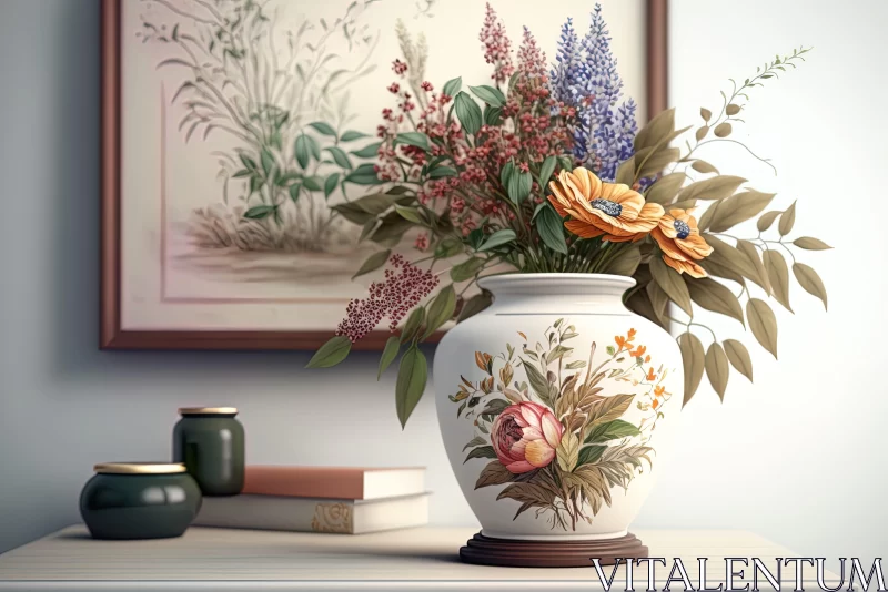 Exquisite Floral Display in Classical Style Artwork AI Image