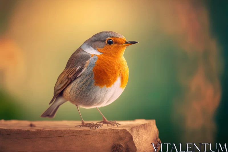 Charming Bird on a Wooden Stump: A Study in Photorealism AI Image