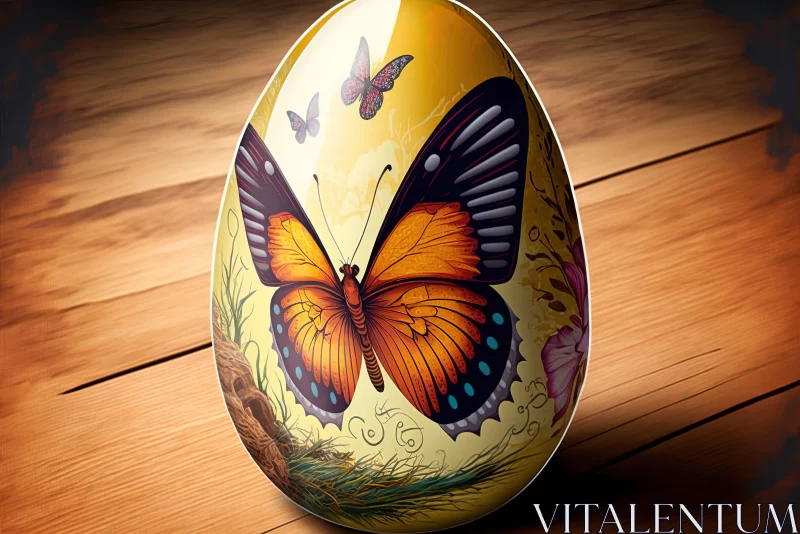 AI ART Easter Egg with Butterfly - Detailed and Digitally Enhanced