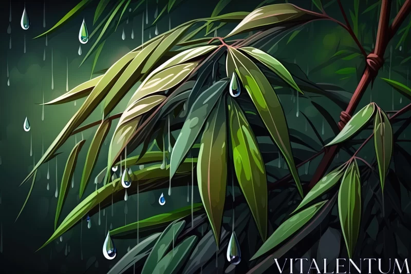 Rainy Morning in a Detailed Bamboo Forest - 2D Game Art Style AI Image