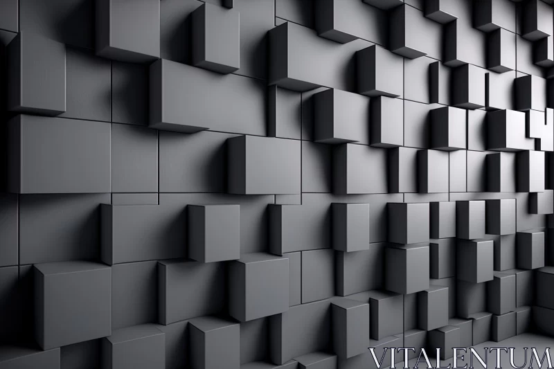 Abstract Black Cubes Wall Design AI Image