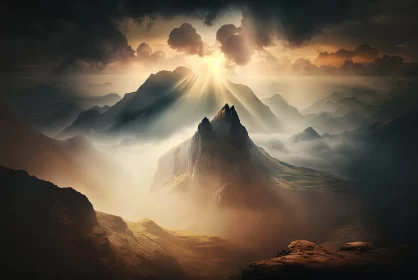 Sunlit Mountain Ridge: A Fantasy Landscape