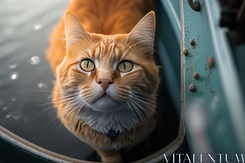Orange Cat on a Boat - A Study in Emotion and Detail AI Image