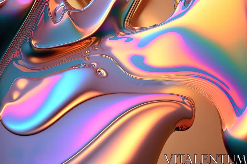 Abstract Art: Colorful Metallic Swirl in Surrealistic Style AI Image