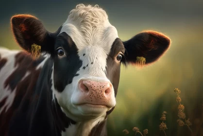 Charming Cow Basking in Sunlight: An Illustrative Portrayal AI Image