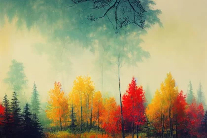 Dreamlike Autumn Forest - Oil Painting AI Image