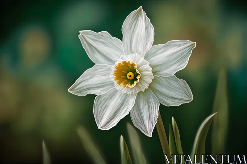 White Daffodil Digital Art Illustration AI Image