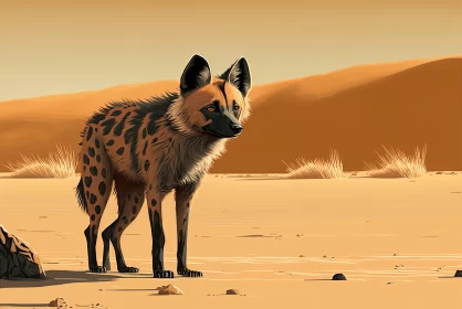 Digital Painting of Hyena in Desert - Bold and Detailed Artwork AI Image