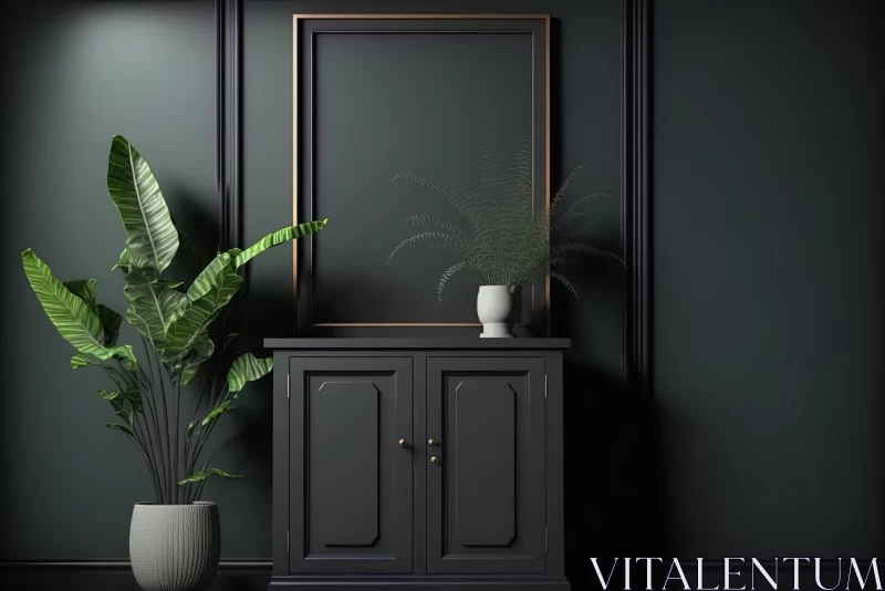 Elegant Interior with Antique Cupboards and Plant Decor AI Image
