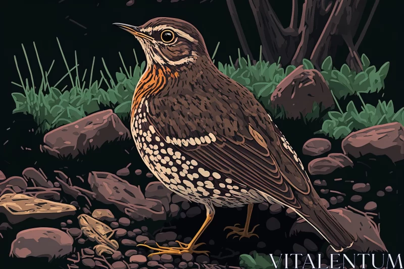 Intricate Bird Illustration in Earthy Tones AI Image