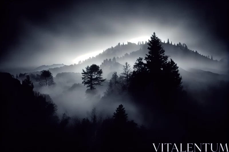 Misty Valley: A Gothic Landscape AI Image