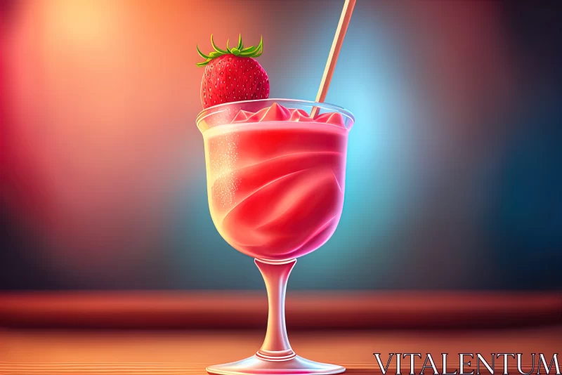 AI ART Strawberry Cocktail - A Colorful and Texture-rich Artwork