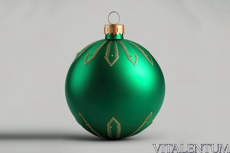 Green Christmas Glass Ball Ornament 3D Render AI Image