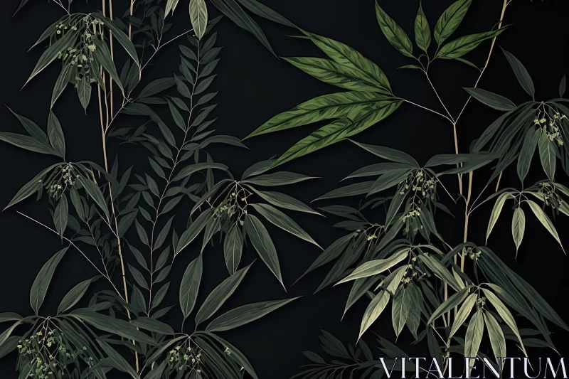 Intricate Bamboo Wallpaper with Dark Background AI Image