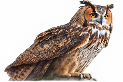 Realistic Eagle Owl Illustrations in Orange and Beige