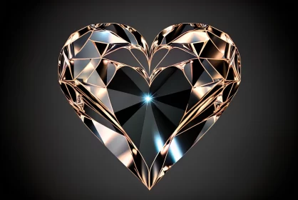 Golden Heart Diamond - A Backlit Masterpiece with Emotional Expression AI Image