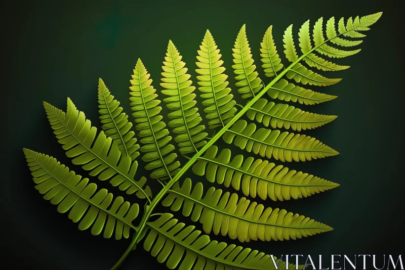 Intricate Fern Leaf Illustration on Dark Background AI Image